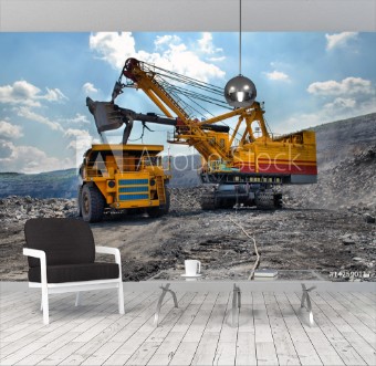 Picture of Loading of iron ore on very big dump-body truck